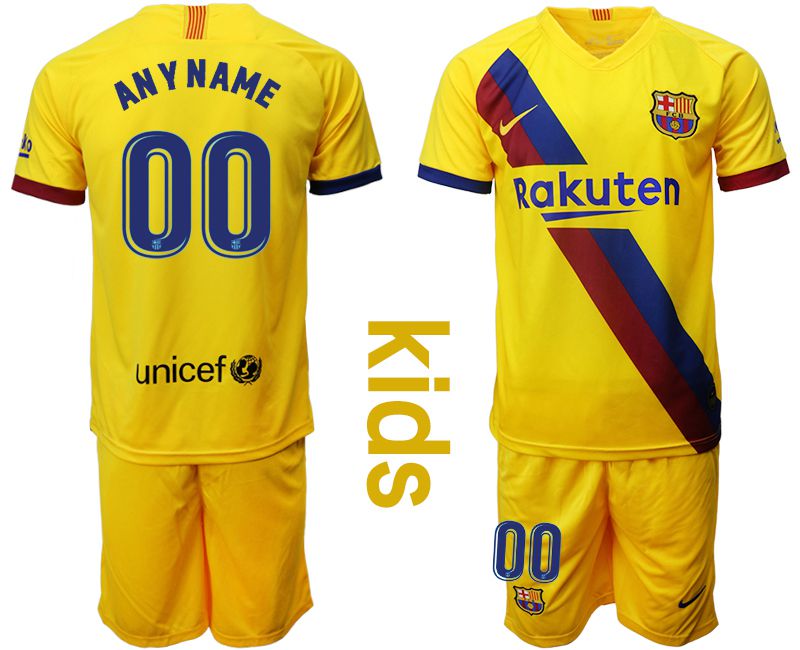 Youth 2019-2020 club Barcelona away customized yellow Soccer Jerseys->los angeles angels->MLB Jersey